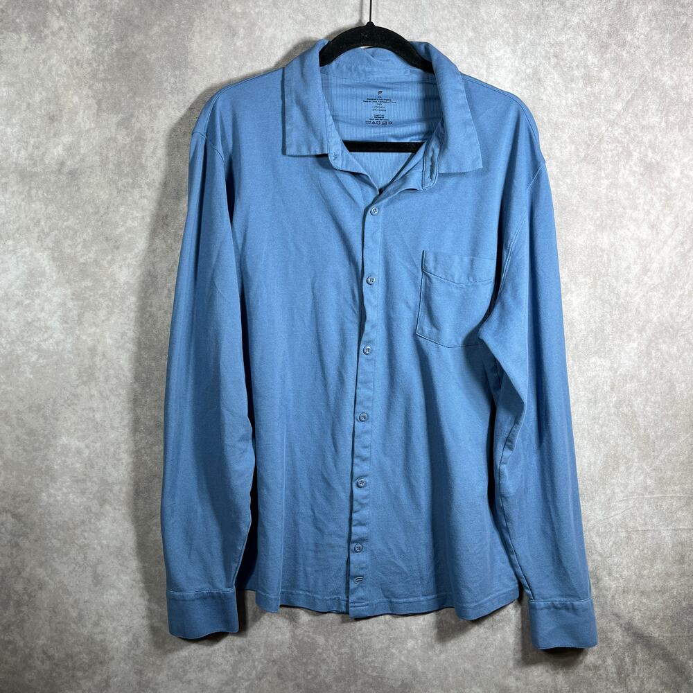 Fabletics Shirt Mens Size XXL Blue‎ Long Sleeves Button Up Athleisure Casual